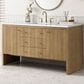 James Martin Vanities Hudson 60" Single Bathroom Vanity in Light Natural Oak with 3 cm Ethereal Noctis Quartz Top and Rectangular Sink, , large