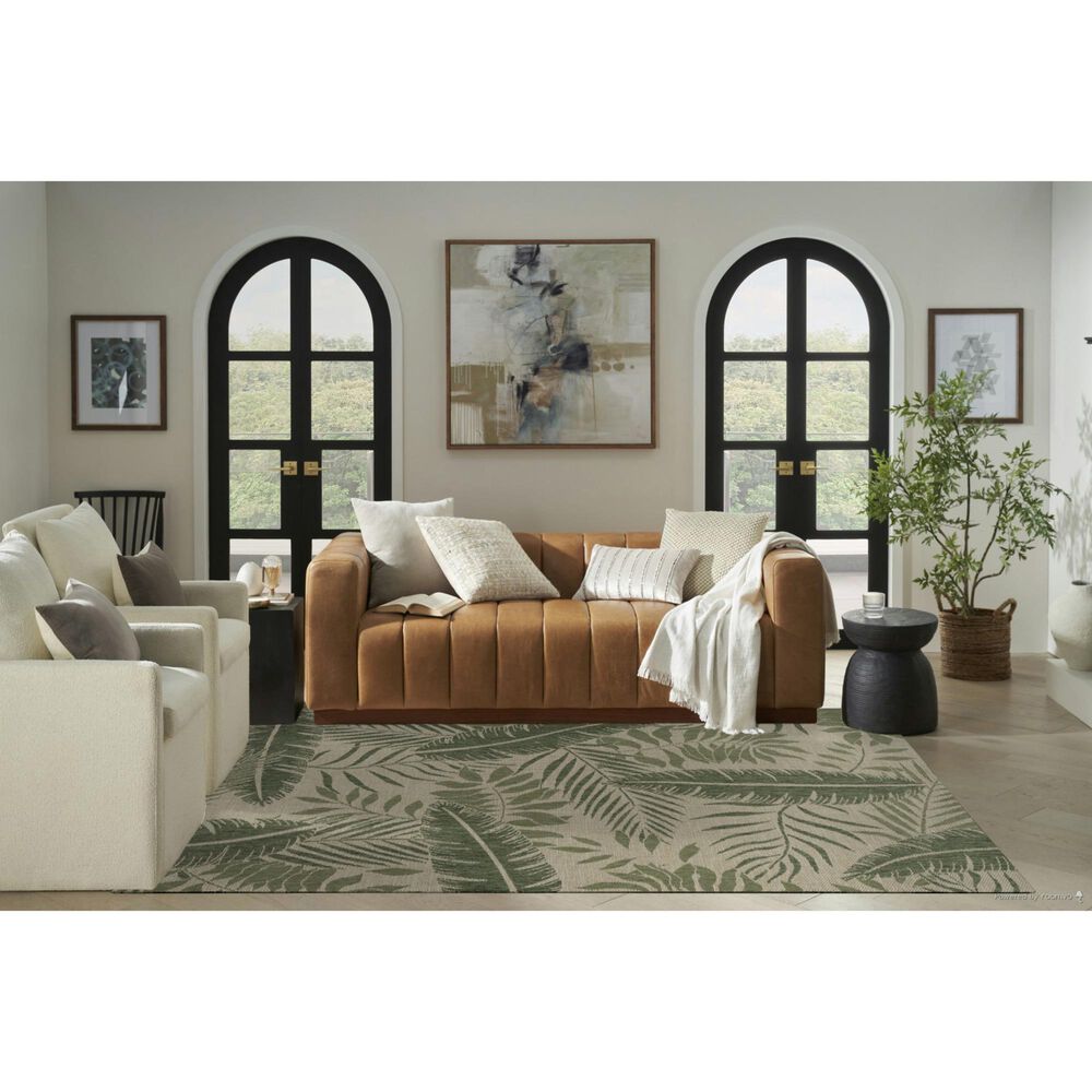 Nourison Garden Oasis GOA02 Ivory and Green 6&#39; x 9&#39; Indoor/Outdoor Area Rug, , large