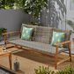 Hearth and Haven Hampton Outdoor Wicker Sofa with Wooden Frame in Grey and Natural, , large