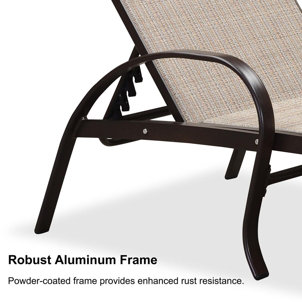 HOMLUX 3-Piece Patio Chaise Lounge Set in Khaki, , large