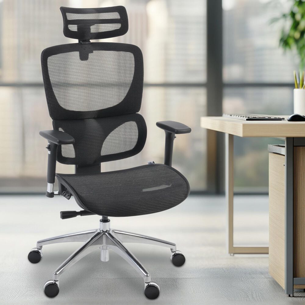 Regency Global Sourcing Omega Mesh O-2 Tech Ergonomic Management Office Chair in Black, , large