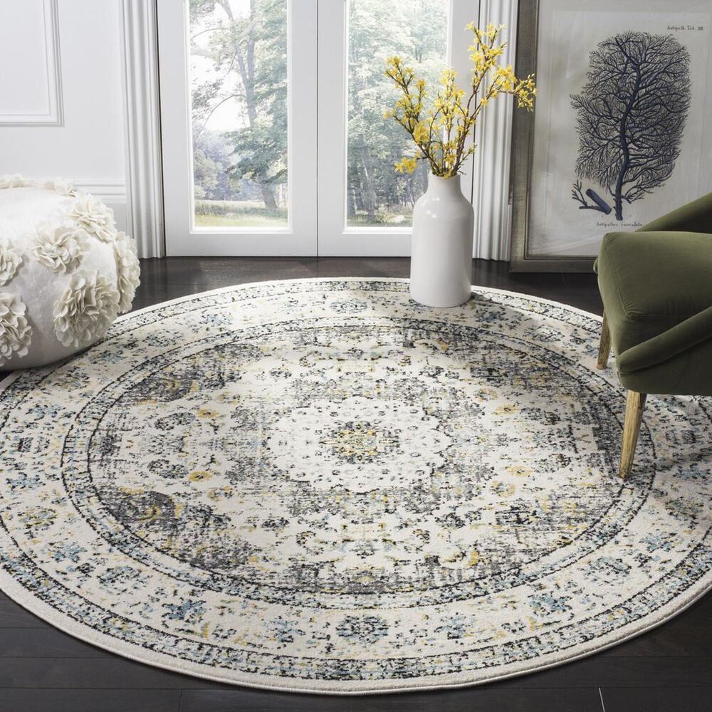 Safavieh Evoke EVK220B-5R 5"1" Round Grey/Gold Area Rug, , large