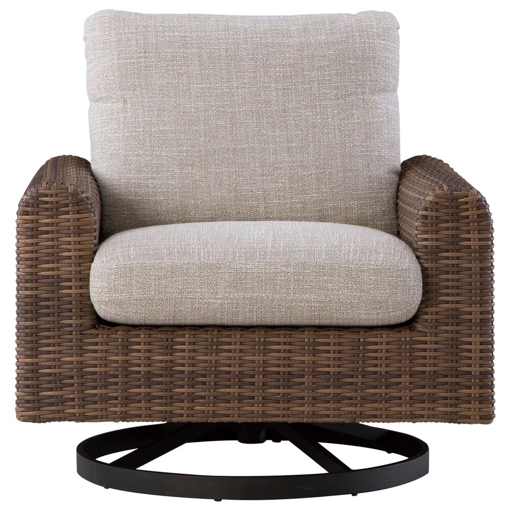 Ashley Dolan Creek Swivel Lounge Chair with Beige Cushion in Brown, , large