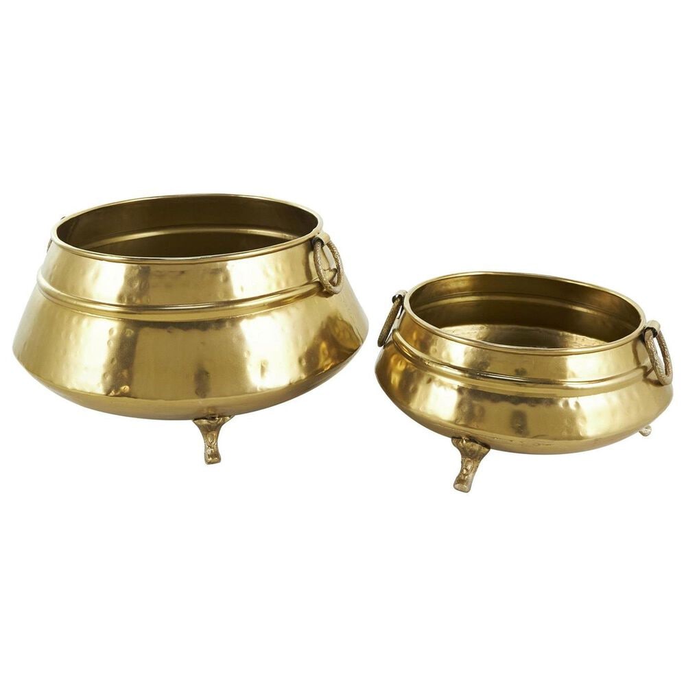 Maple and Jade Hammered Pot Indoor/Outdoor Planter in Gold &#40;Set of 2&#41;, , large
