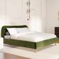 Jennifer Taylor Home Roman Queen Platform Bed with Olive Green Upholstered in Natural Whitewashed, , large