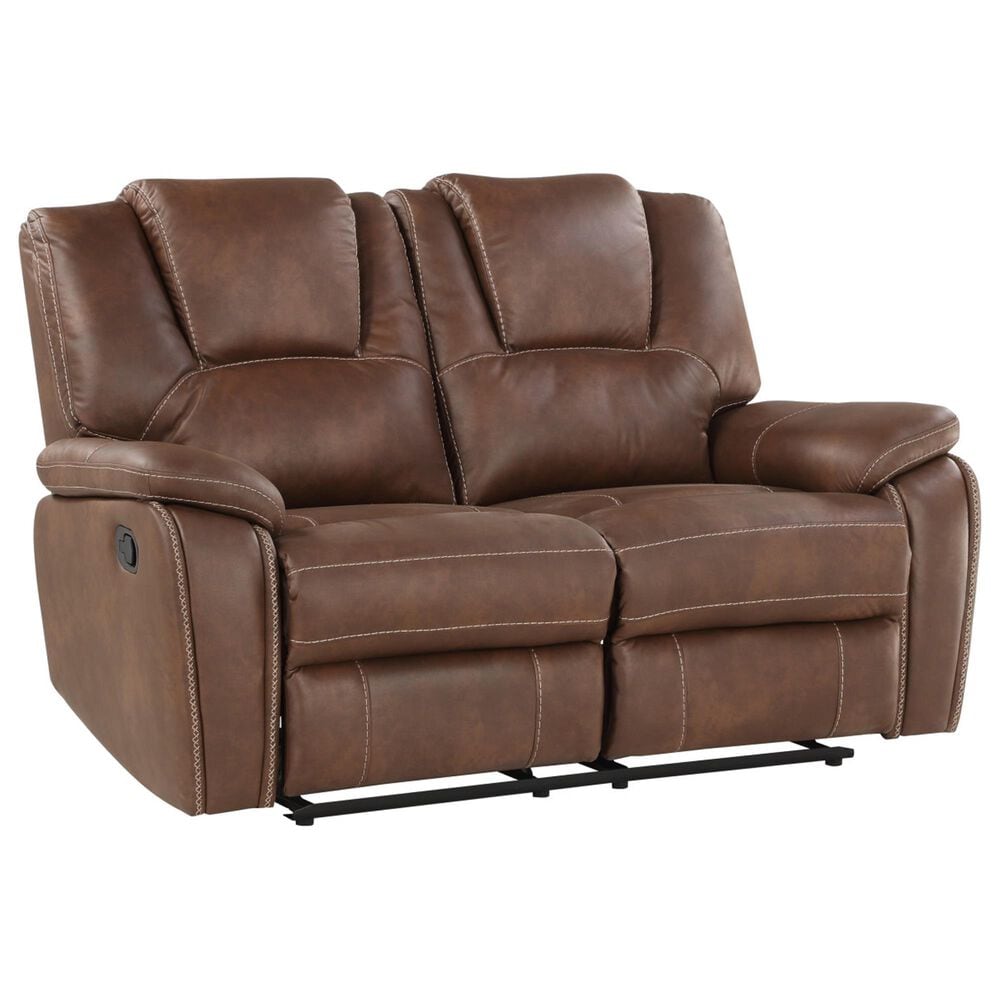 Steve Silver Katrine Manual Reclining Loveseat in Chestnut Brown, , large