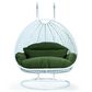 Leisuremod 2-Seat Hanging Egg Swing Chair with Dark Green Cushion in White, , large