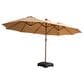 HOMLUX 15" Outdoor Market Umbrella with Sandbags Base and LED Lights in Khaki, , large