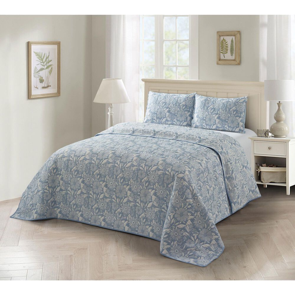 Duke Imports 3-Piece Jacquard King Quilt Set in Cornflower Garden, , large