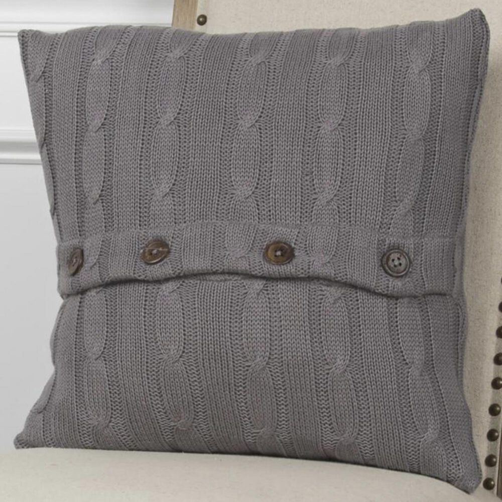 Rizzy Home 18" x 18" Pillow Cover in Gray with Buttons, , large