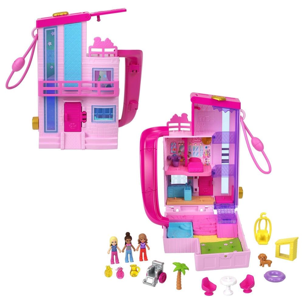Polly Pocket Barbie Dreamhouse Playset with Three Micro Dolls and Accessories in Pink, , large
