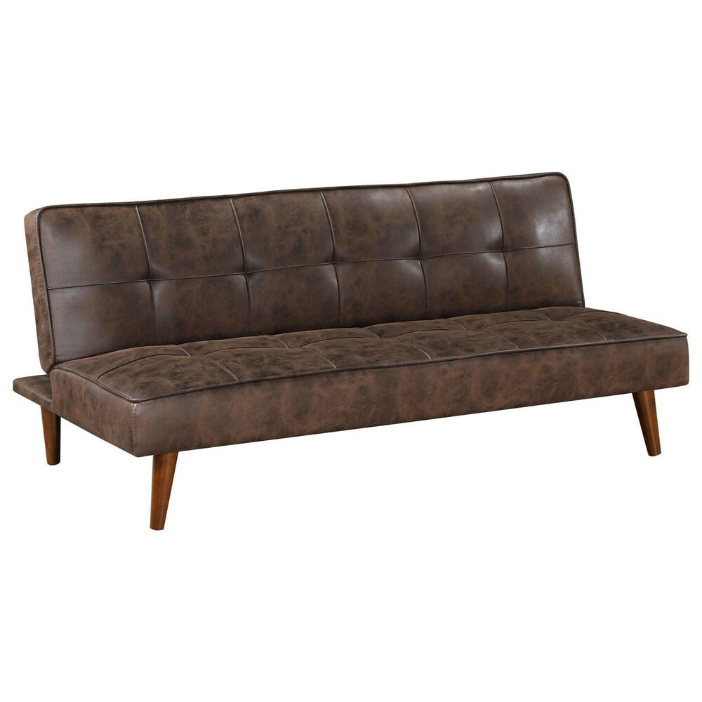 Pacific Landing Jenson Push Back Convertible Sofa Bed in Dark Coffee Brown, , large
