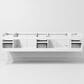 Lexora Home Geneva 84" Double Bathroom Vanity in Glossy White with 2 cm White Carrara Marble Top and Rectangular Sinks, , large