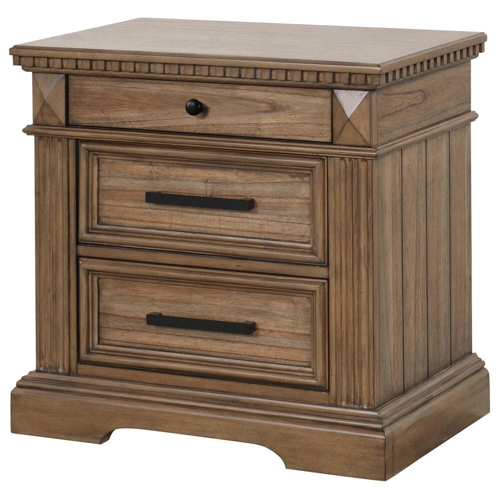Lifestyle 3 Drawer Nightstand in Brown, , large