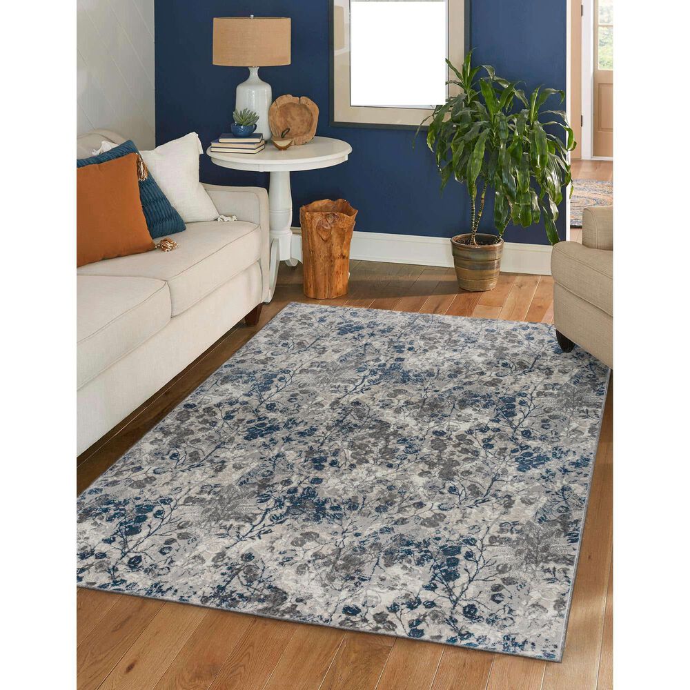 Radici USA Livigno Floral 5&#39;3&quot; x 7&#39;3&quot; Blue Area Rug, , large