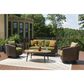 Ashley Horizon Hall Outdoor Loveseat with Green Cushion in Brown, , large