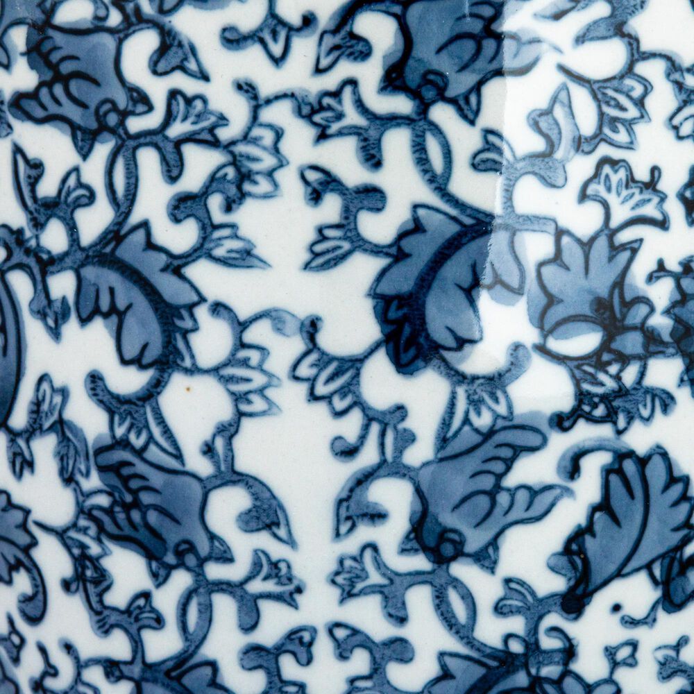 Creative Coop Decorative Large Ceramic Ginger Jar with Lid in Blue and White, , large