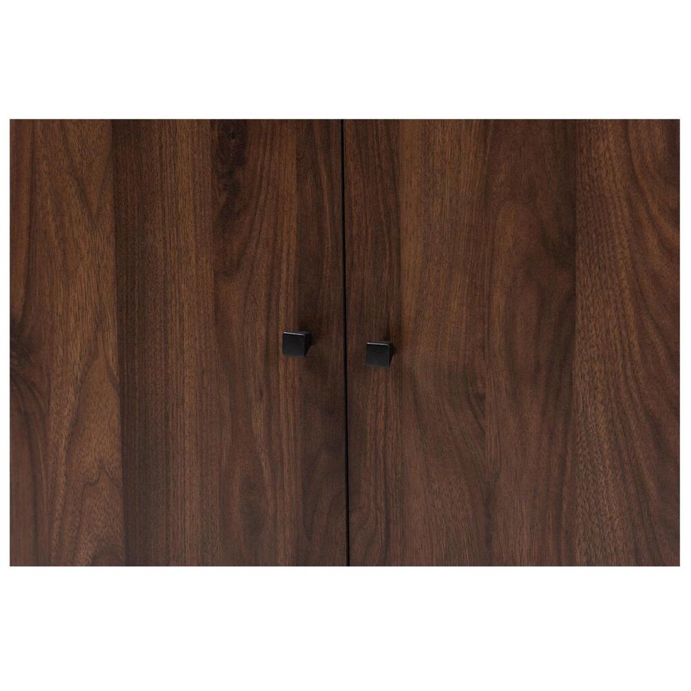 Baxton Studio Rossin 2-Door Entryway Shoe Storage Cabinet with Open Bottom Shelf in Walnut, , large