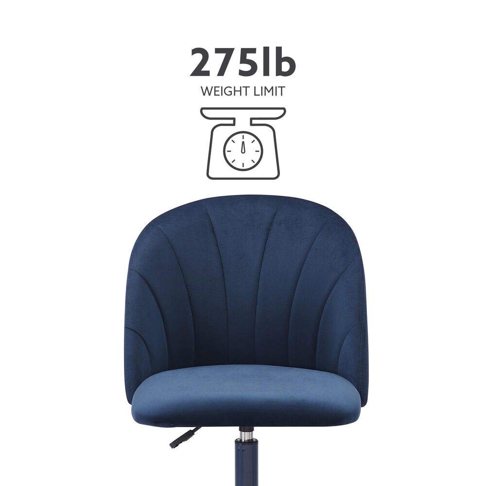 Linden Boulevard Velvet Desk Chair in Navy Blue, , large