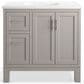 Kohler Quo 36" Single Bathroom Vanity in Mohair Grey with 3 cm Pure White Quartz Top and Oval Sink, , large