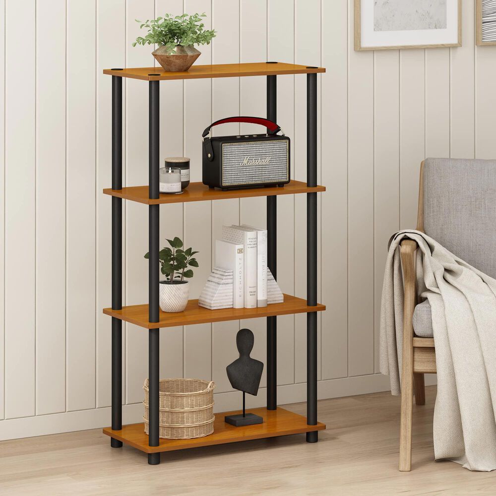 HOMLUX Turn-N-Tube 4-Tier Multipurpose Shelf Display Rack in Light Cherry and Black, , large