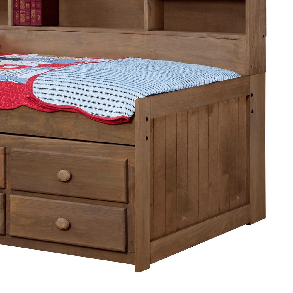 Rusticvale Twin Day Bed with Trundle and Drawer in Chestnut, , large