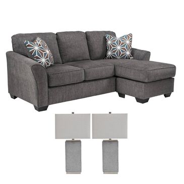 Signature Design by Ashley Sofa in Slate and a Pair of Lamps Set, , large