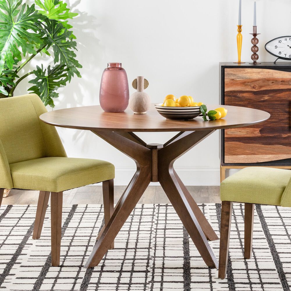 Belle Furnishings Space Savers Round Pedestal Table in Satin Walnut - Table Only, , large