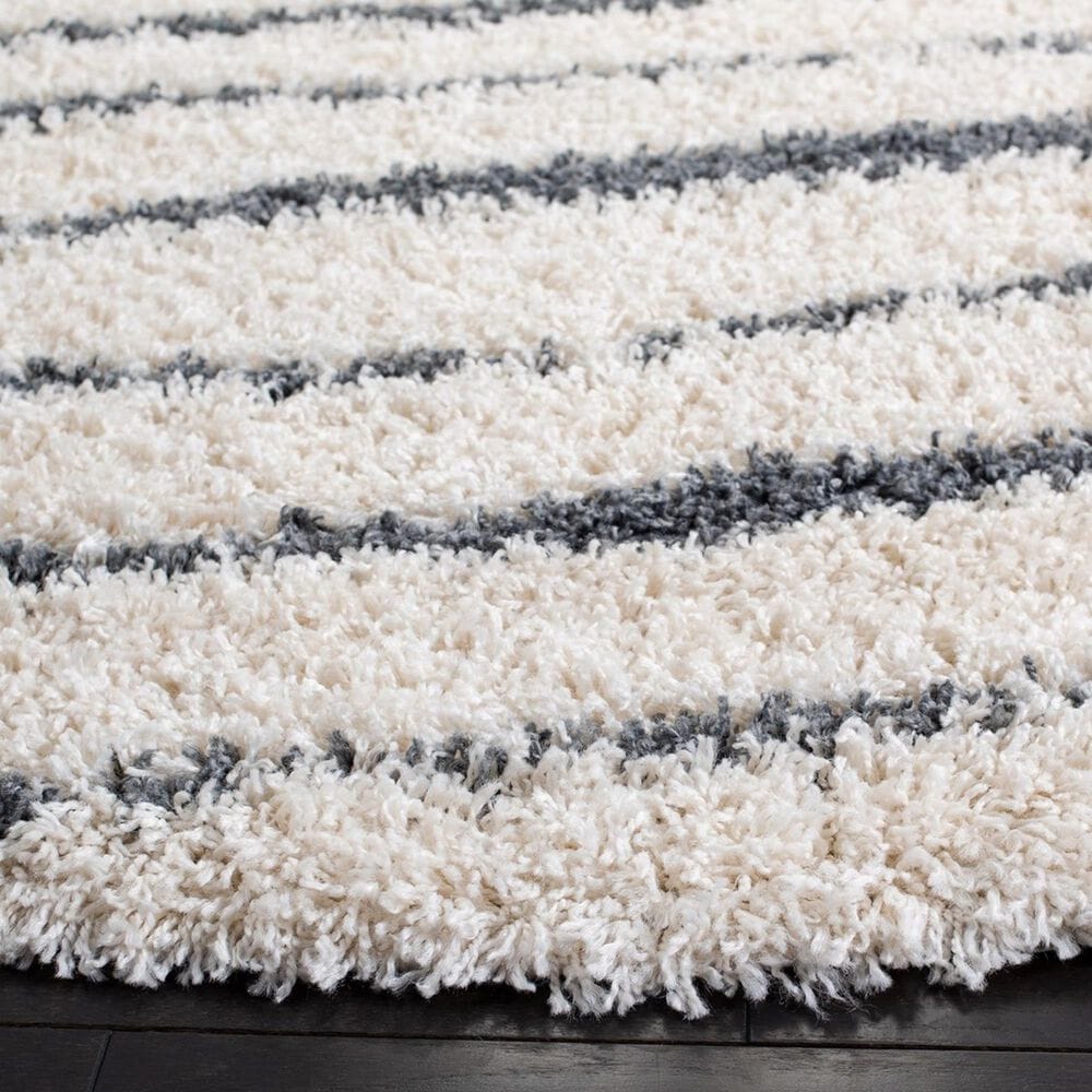 Safavieh Venus Shag VNS603B 5&#39;3&quot; Round Ivory and Dark Grey Area Rug, , large