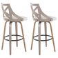 LumiSource Charlotte Swivel Bar Stool with Cream Fabric Upholstery in Light Grey and Black (Set of 2), , large