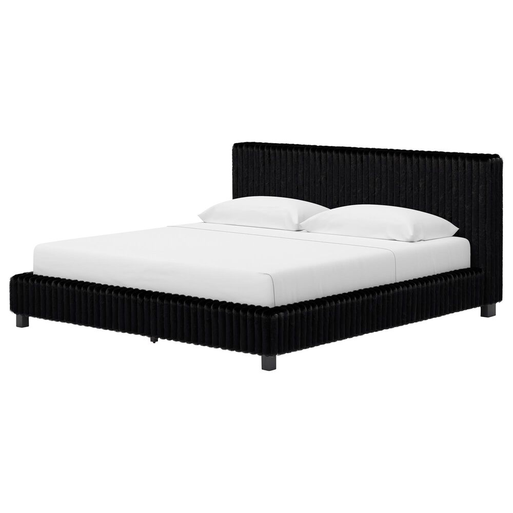 Ashley Zuraleus King Upholstered Platform Bed with Two Nightstands in Matte Black, , large