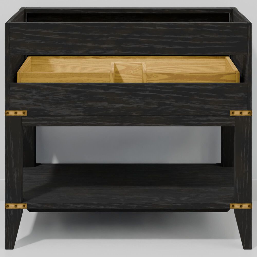 Lexora Home Norwalk 36&quot; Single Bathroom Vanity in Black Oak with White Cultured Marble Top and Rectangular Sink, , large