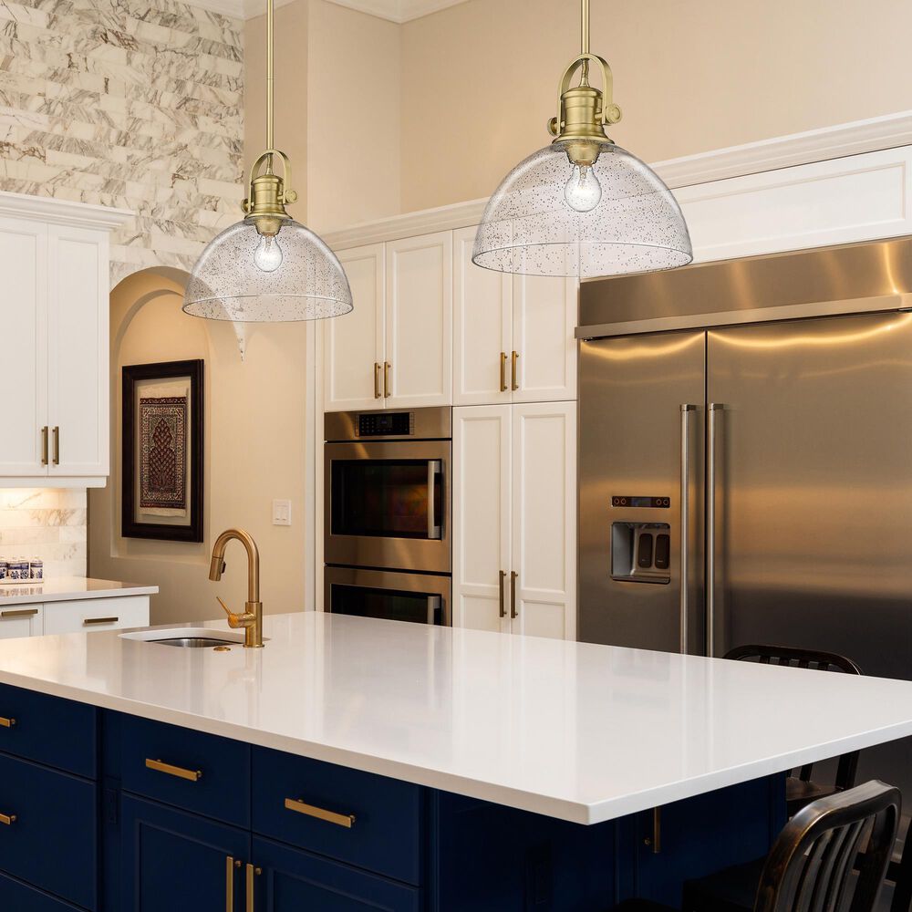 Golden Lighting Hines Large Pendant Light with Seeded Glass in Brushed Champagne Bronze, , large