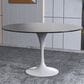 Leisuremod LeisureMod Verve Collection 48 Round Dining Table, White Base with Sintered Stone Black Top, , large