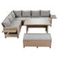 HOMLUX 5-Piece Outdoor Conversation Set with 2 Extendable Side Tables and Brown Rattan in Light Gray, , large