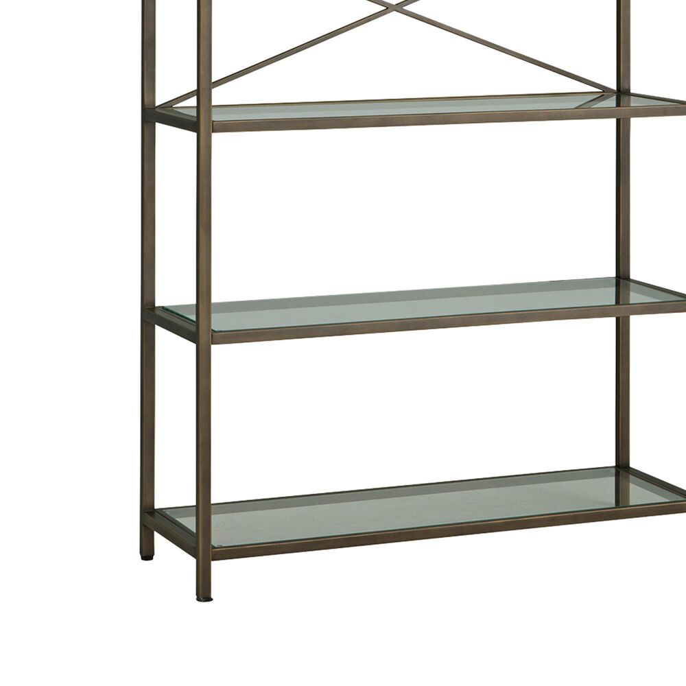 Ashley Bernonly 5-Shelf Bookcase in Antique Bronze and Clear, , large