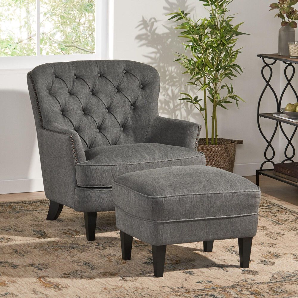 Noble House Tafton Club Chair with Ottoman in Gray, , large