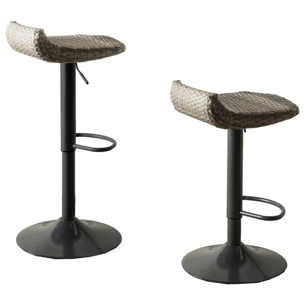 RST Brands Cannes Patio Barstool in Black and Gray - Set of 2, , large