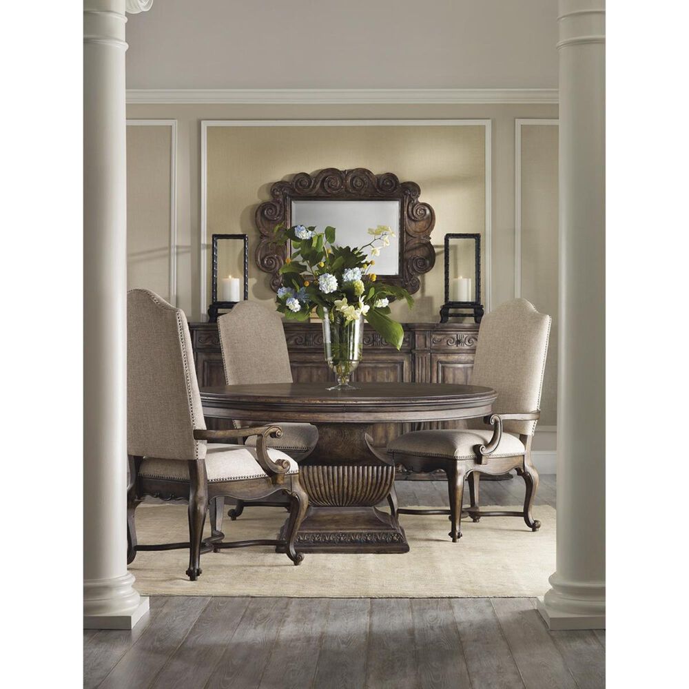 Hooker Furniture Rhapsody Round Dining Table in Rustic Walnut - Table Only, , large
