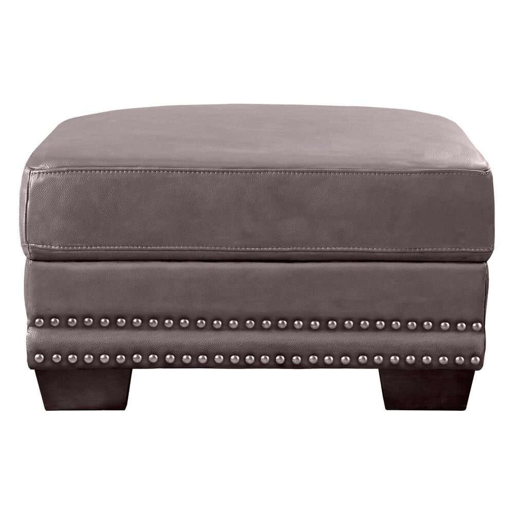 Back Nine Leather Belmont Leather Ottoman in Chatham Gray, , large