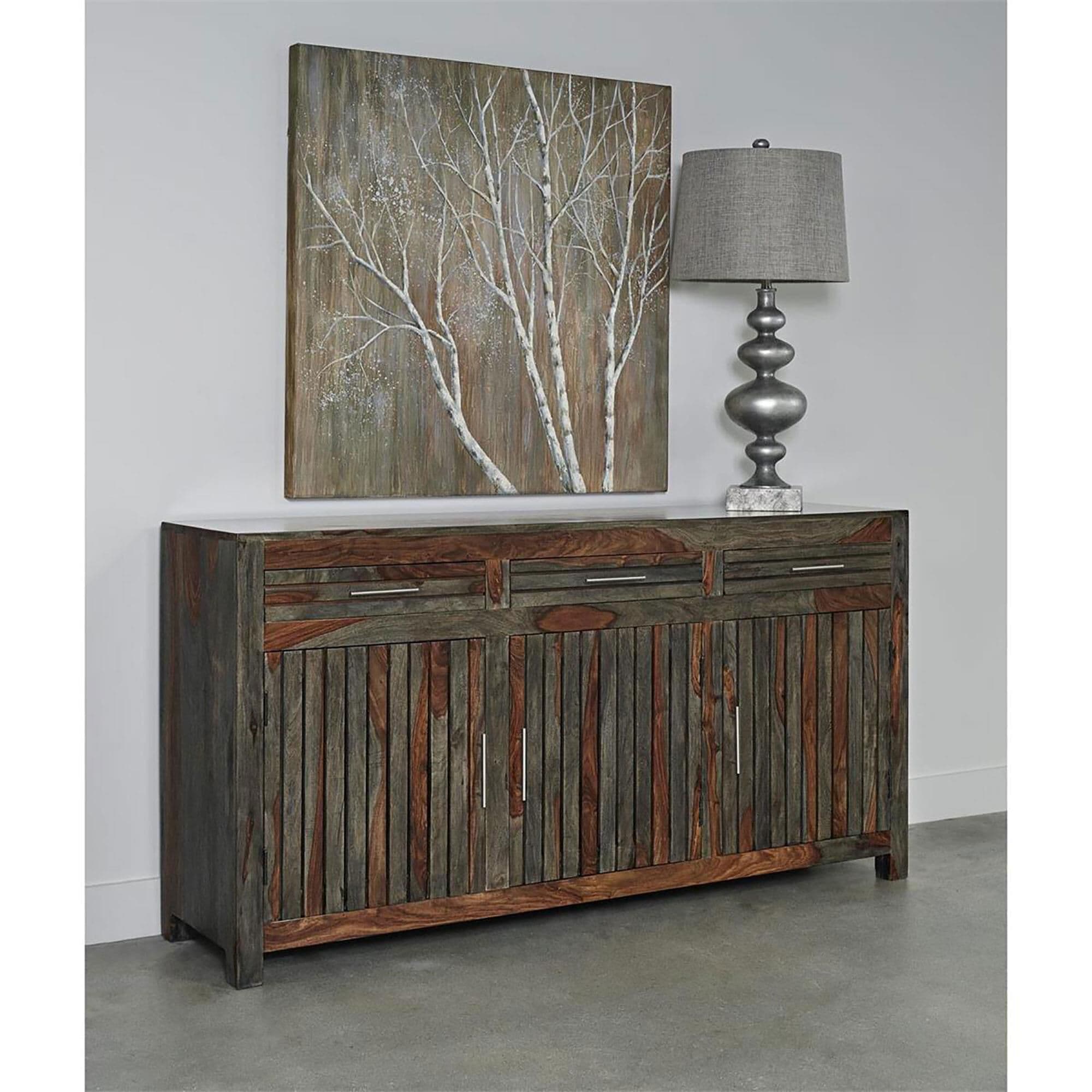 Shell Island Furniture Capri 3 Drawer Credenza in Olive Grey NFM