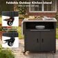 Hearth and Haven Outdoor Kitchen Island Cart with Dual Expandable Stainless Steel Tabletops in Black, , large