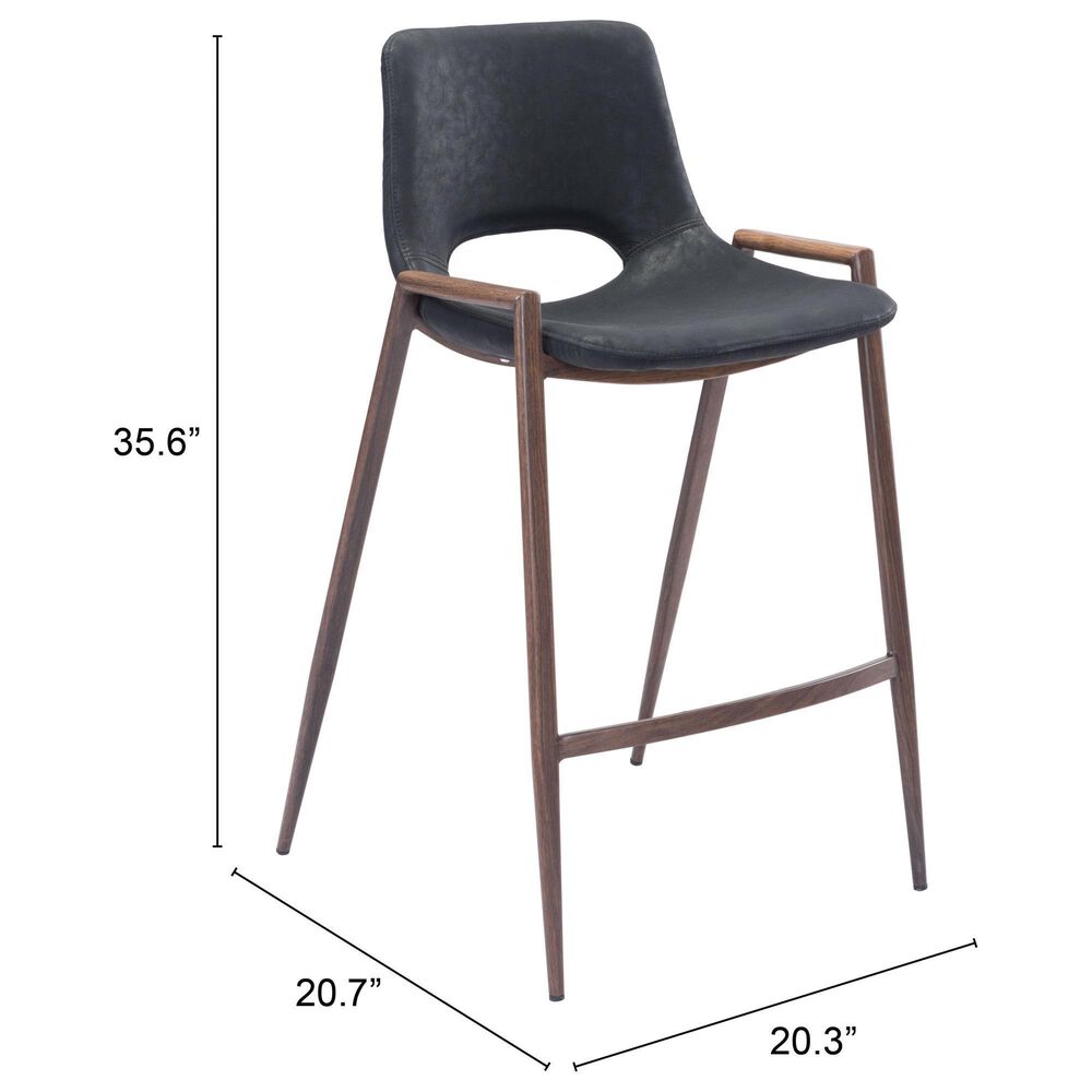 Zuo Modern Desi Counter Chair in Black/Dark Brown &#40;Set of 2&#41;, , large