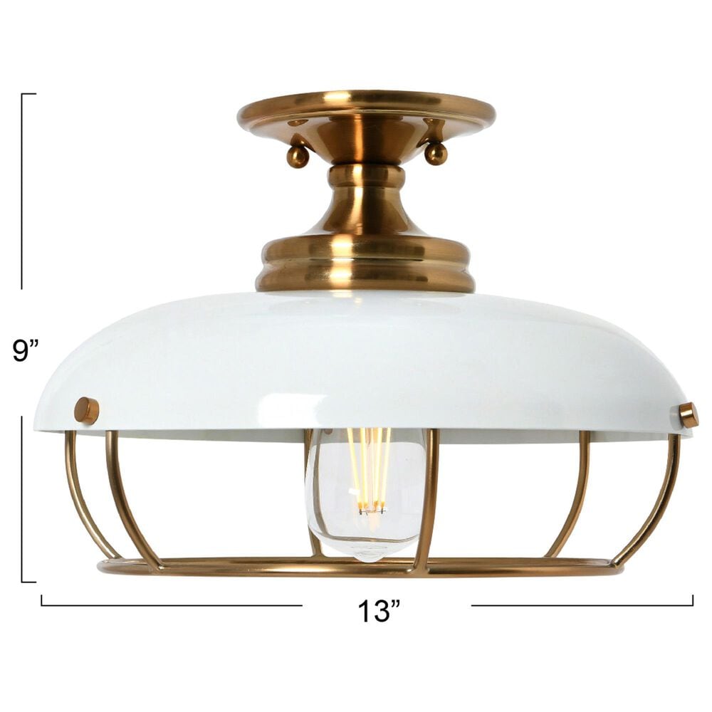 Creative Coop Presley 1-Light Semi-Flush Mount with Navy Blue Shade in Brushed Brass, , large