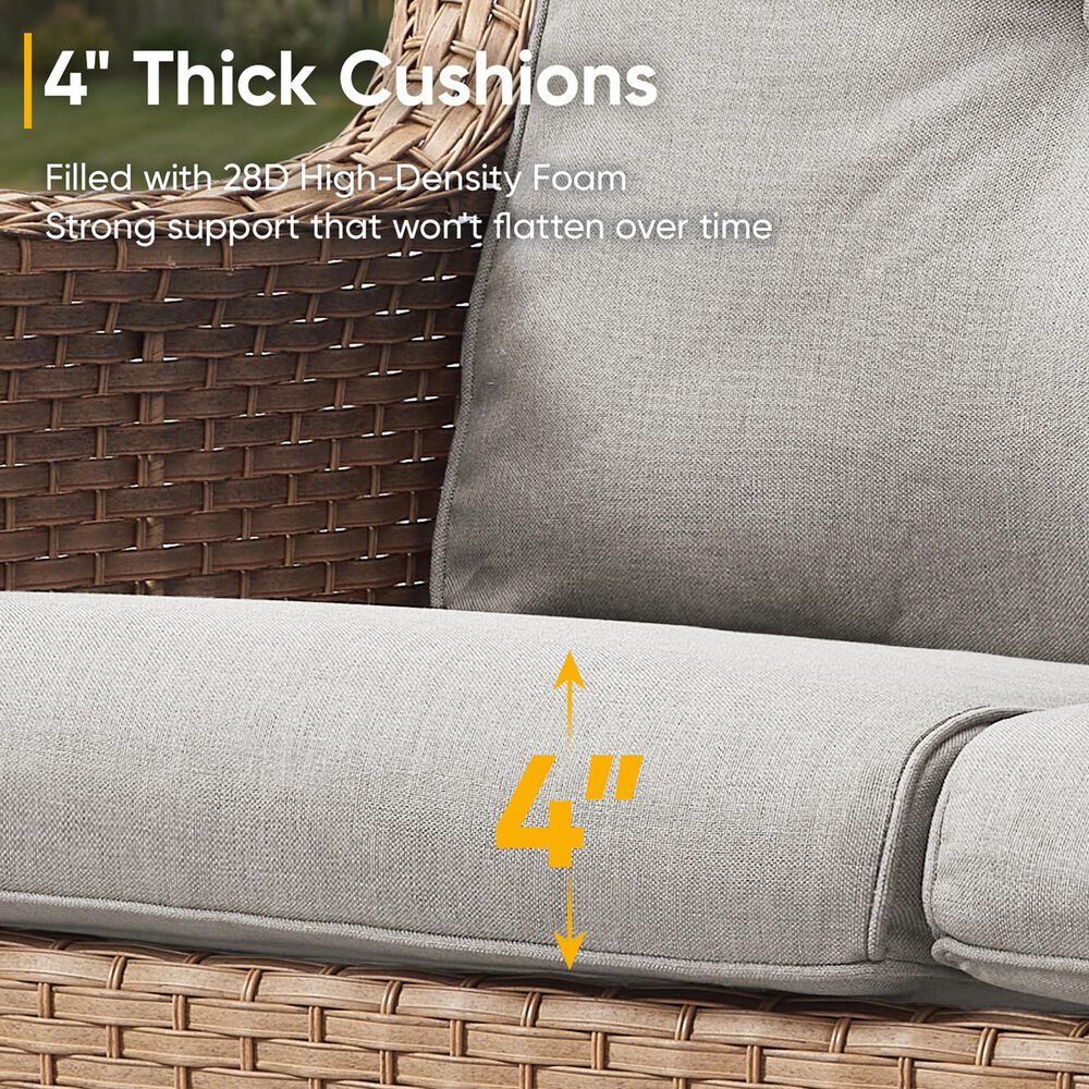 Sunwell Garden Patio Loveseat with Yellow Frame in Beige, , large