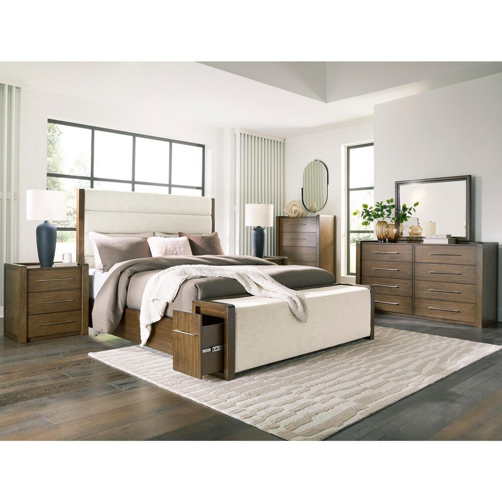 Ashley Marxmore 4 Piece Queen Upholstered Storage Bedroom Set in Brown, , large