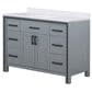 Lexora Home Ziva 48" Single Bathroom Vanity in Dark Grey with 2 cm White Quartz Top and Rectangular Sink, , large