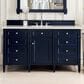 James Martin Vanities Brittany 60" Single Bathroom Vanity in Victory Blue with 3 cm Eternal Jasmine Pearl Quartz Top and Rectangle Sink, , large
