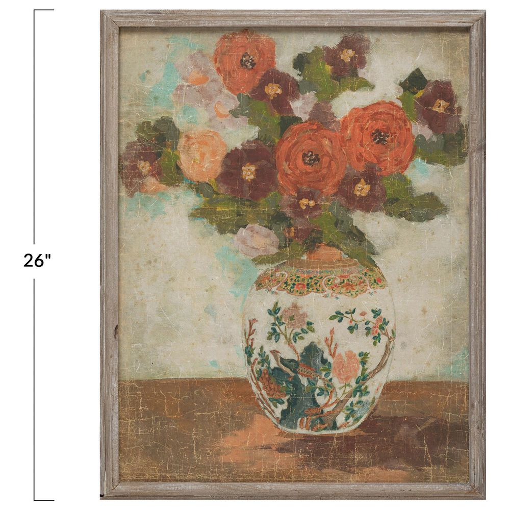 Creative Coop 26" x 20.75" Flowers and Vase Wall Art in Multicolor, , large