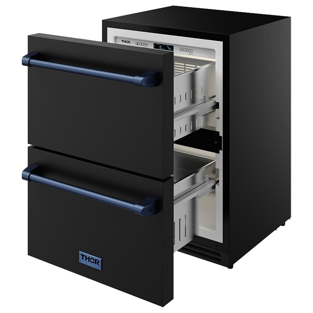 Thor Kitchen Gordon Ramsay 5.4 Cu. Ft. Undercounter Drawer Freezer with Blue Handle Kit in Black, , large